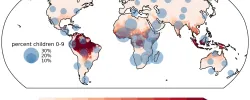 Niños afectados por el estrés térmico provocado por el cambio climático en todo el mundo (mapa)